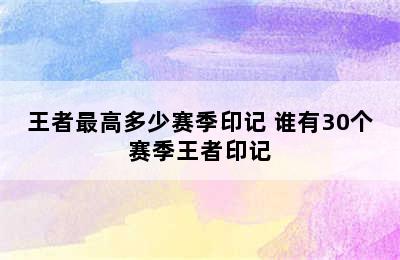 王者最高多少赛季印记 谁有30个赛季王者印记